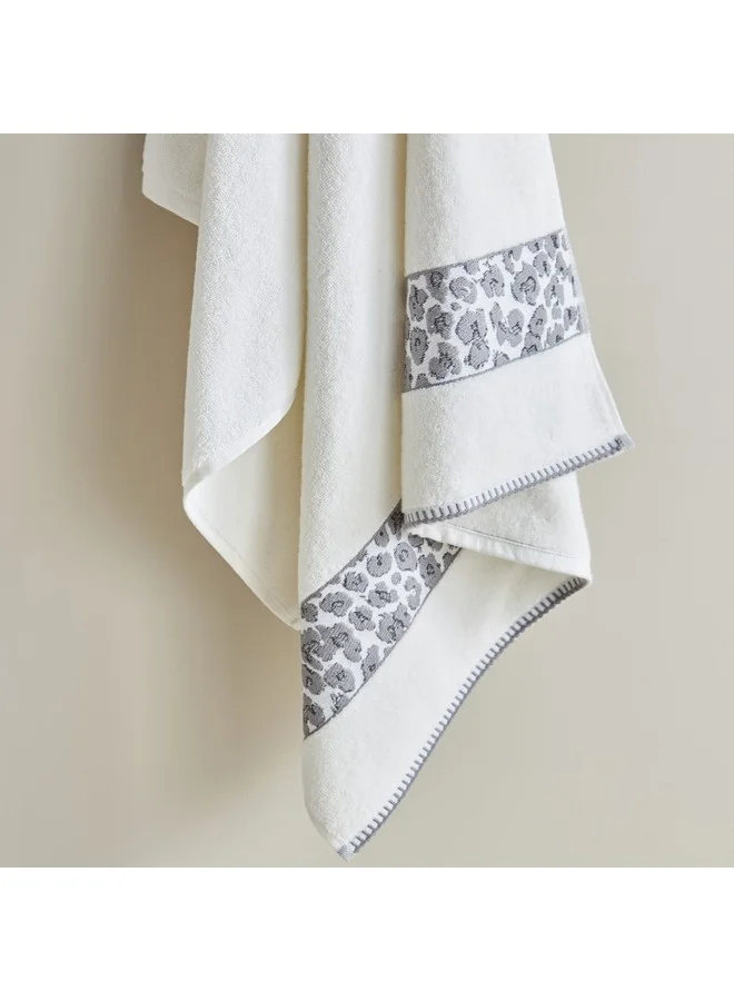 Home Box Opulence Leopard Border Jacquard Turkish Cotton Bath Towel 140 x 70 cm