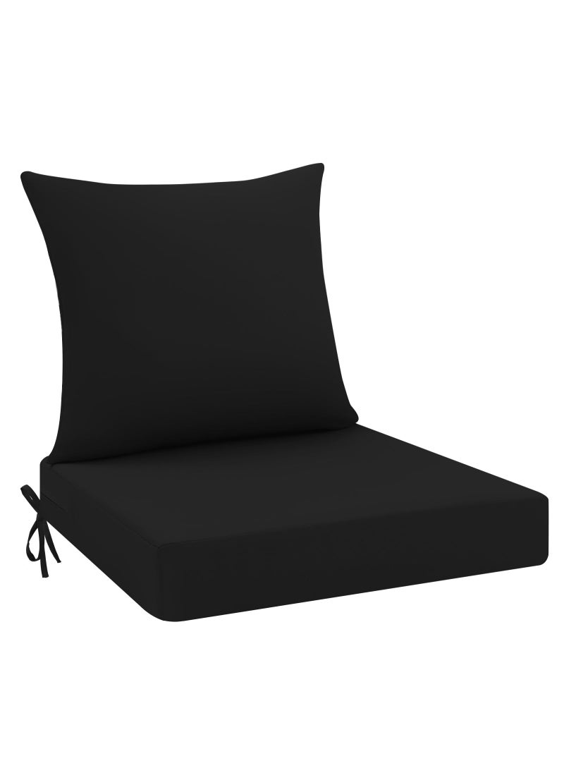 idee-home ideehome Outdoor Cushions for Patio Furniture Outdoor Seat Cushion Waterproof Hampton Bay Deep Seat Replacement Couch Chair Cushions for Garden Lawn Backyard Deck 24 x 24 Black 