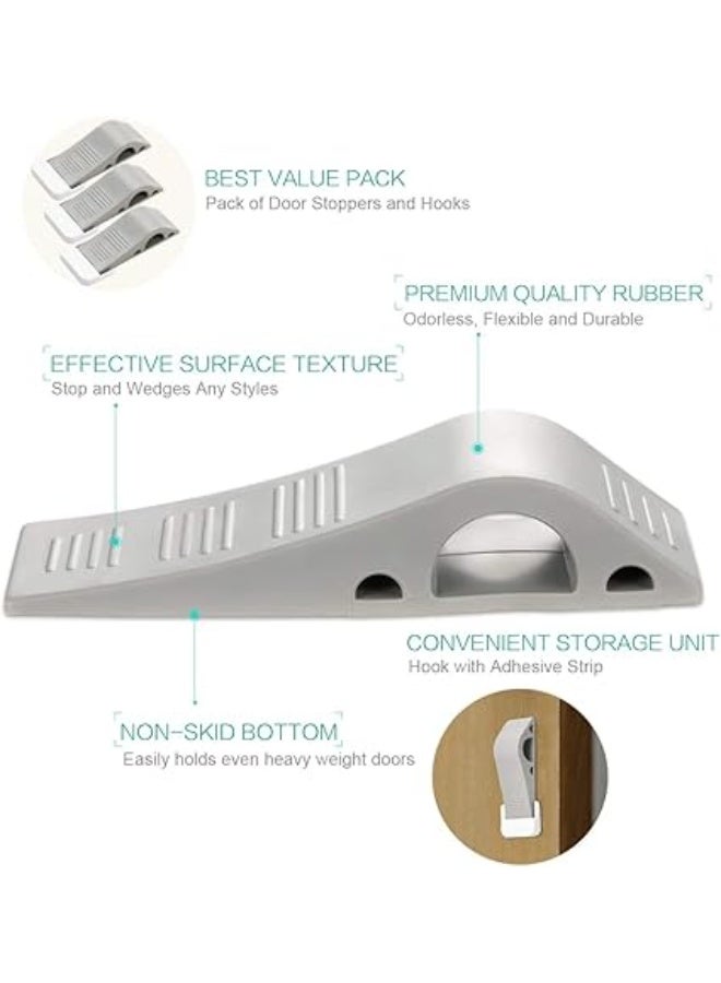 مصد باب مطاطي شديد التحمل مضاد للانزلاق، لا يخدش الأرضية، أوتاد باب متينة تناسب جميع أنواع الأرضيات، مثالية للمنزل والمكتب والمدرسة، 3 قطع في كل عبوة لضمان ثبات الأبواب وحمايتها-أدوات منزلية-حماية الأبواب - Image 3