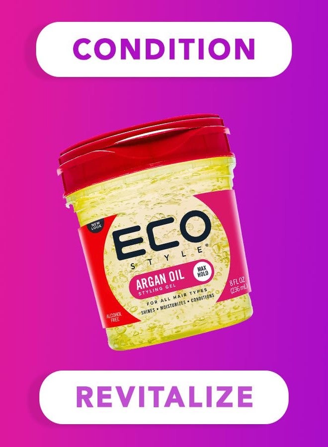 Eco Style Moroccan Argan Oil Styling Gel - Promotes Healthy Hair - Nourishes And Repairs - Delivers Long Lasting Shine - Provides Maximum Hold and Helps Tame Frizz - Ideal For All Hair - 8 oz - Image 3