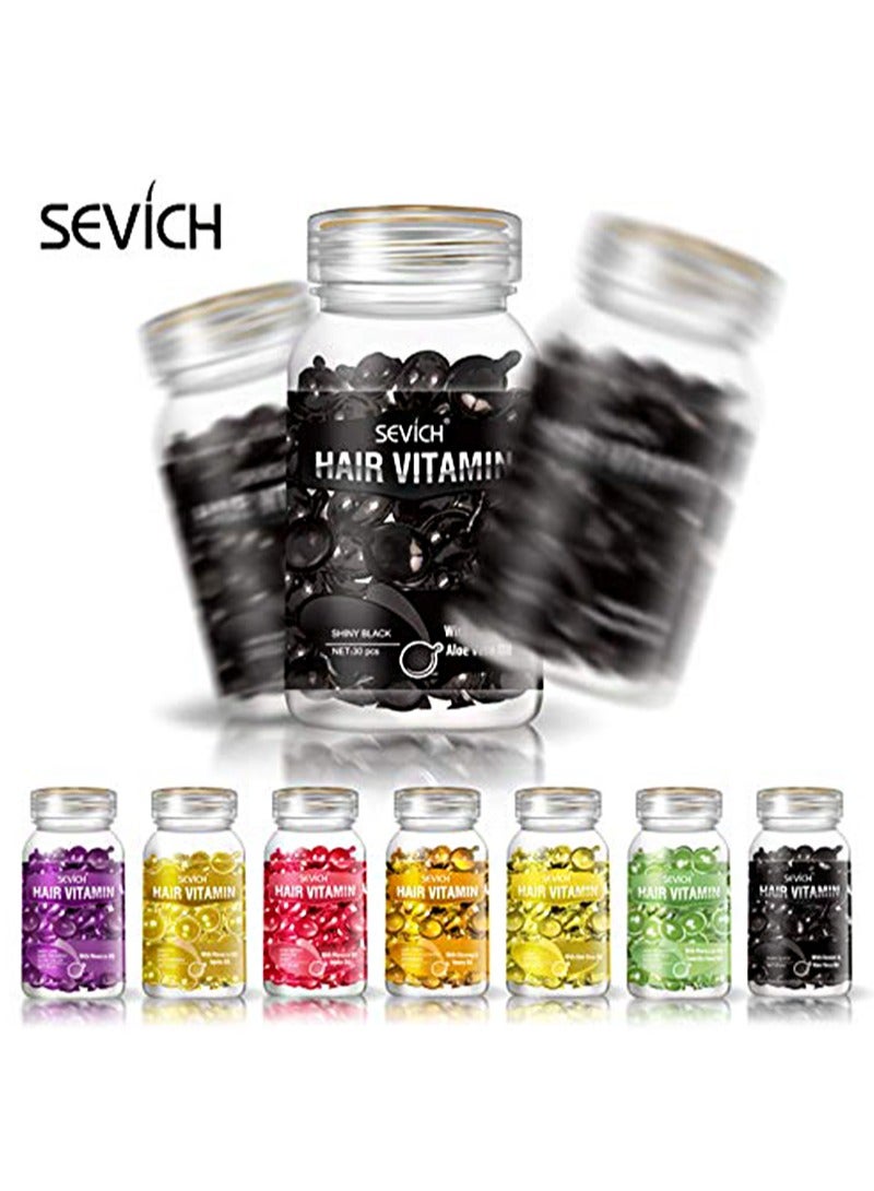 Sevich Hair Vitamin Essence Capsules，With Kemiri &Aloe Vera 0il，Hair Moisturizing Essence Formula, Contains Vitamin A C E Vitamin B5, Argan Macadamia Oil, Repairs Damaged Hair (Shiny Black 30 Capsules) - Image 4