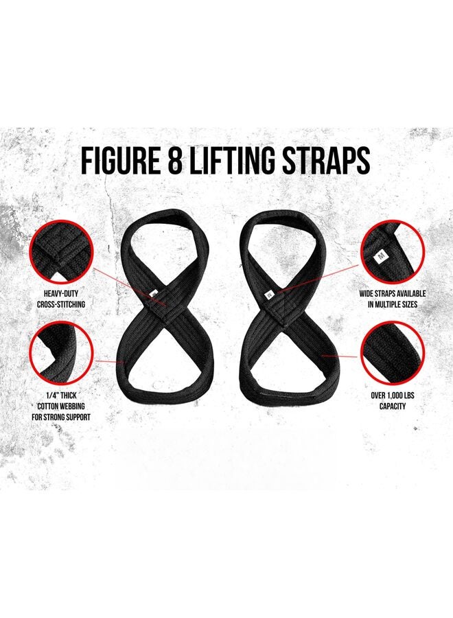 أحزمة رفع الأثقال على شكل رقم 8 للرفع المميت ورفع الأثقال وتمارين القوة والتدريب المتقاطع، أحزمة معصم قوية لرفع الأثقال للرجال والنساء (متوسط) - Image 2