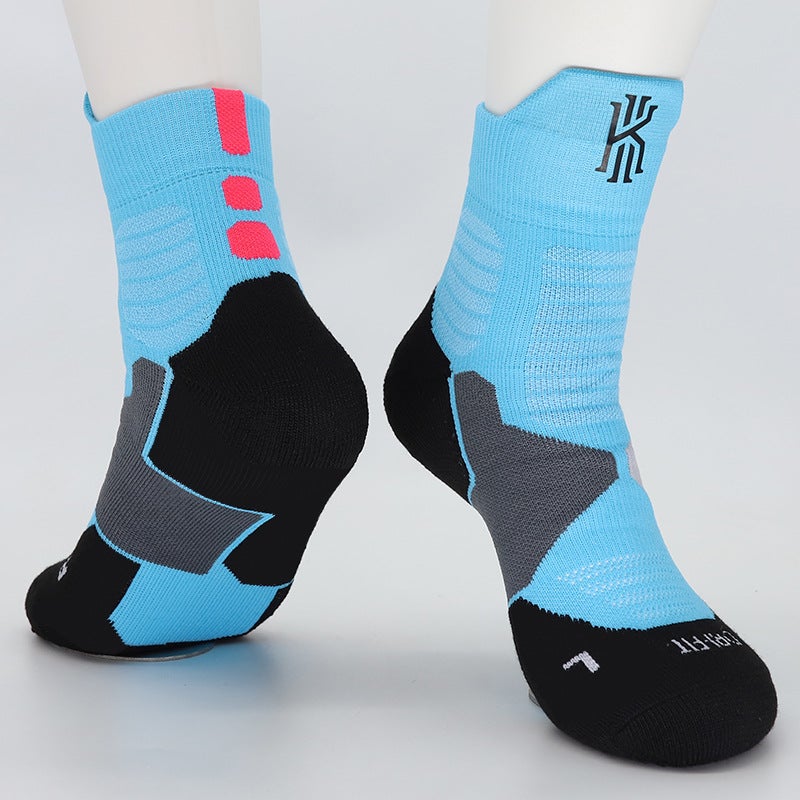 Kids High-Top Basketball Socks Elite Cotton Owen Sky Blue 