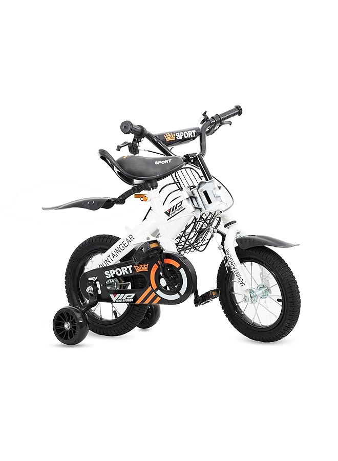 ماونتن جير دراجة أطفال قابلة للطي مزودة بفرامل يدوية ومقعد وسلة لحمل أدوات الأطفال والبنات، لون أبيض، مقاس 14 بوصة، MGFB06 - Image 3