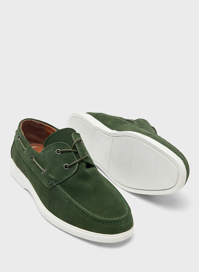 Robert Wood Genuine Suede Leather Boat Shoes