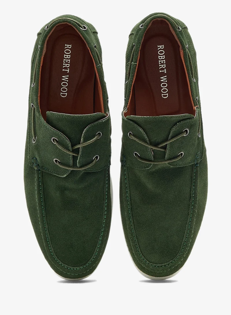 Robert Wood Genuine Suede Leather Boat Shoes