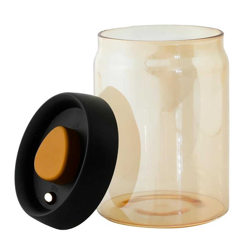 UMAI Borosilicate Glass Jars for Kitchen Storage with Vacuum Plastic Lid | 900ml | Multipurpose Airtight Storage Jars for Cookies, Snacks, Spices, Coffee, Tea, Sugar | Amber Color | Leakproof - Image 2