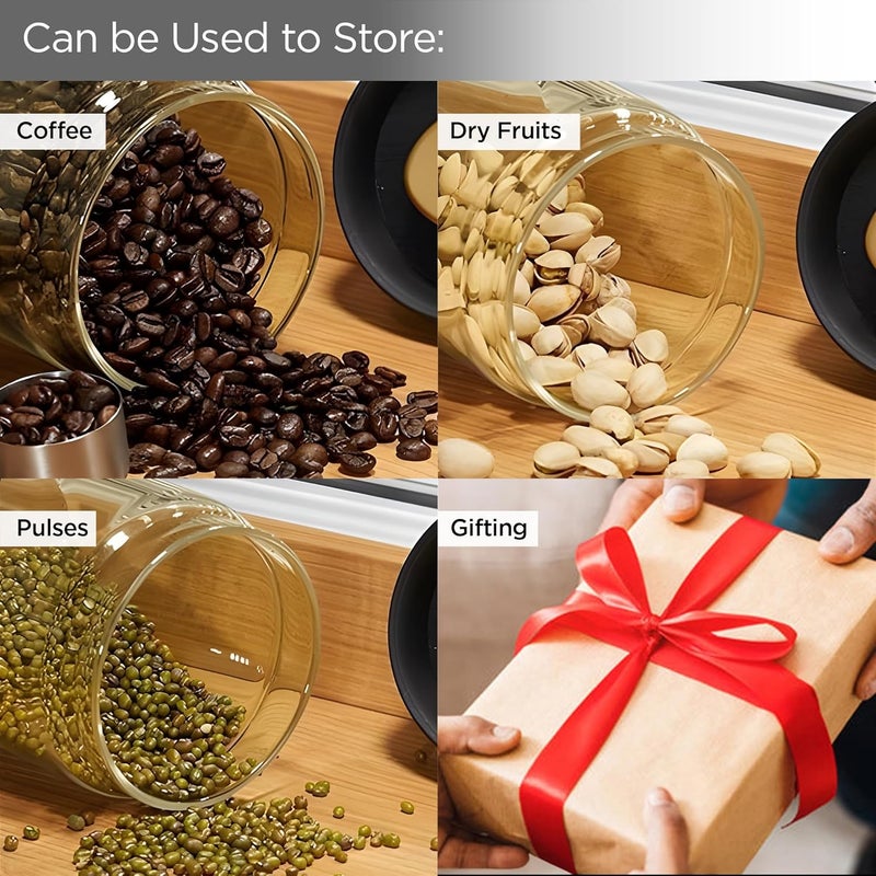 UMAI Borosilicate Glass Jars for Kitchen Storage with Vacuum Plastic Lid | 900ml | Multipurpose Airtight Storage Jars for Cookies, Snacks, Spices, Coffee, Tea, Sugar | Amber Color | Leakproof - Image 5
