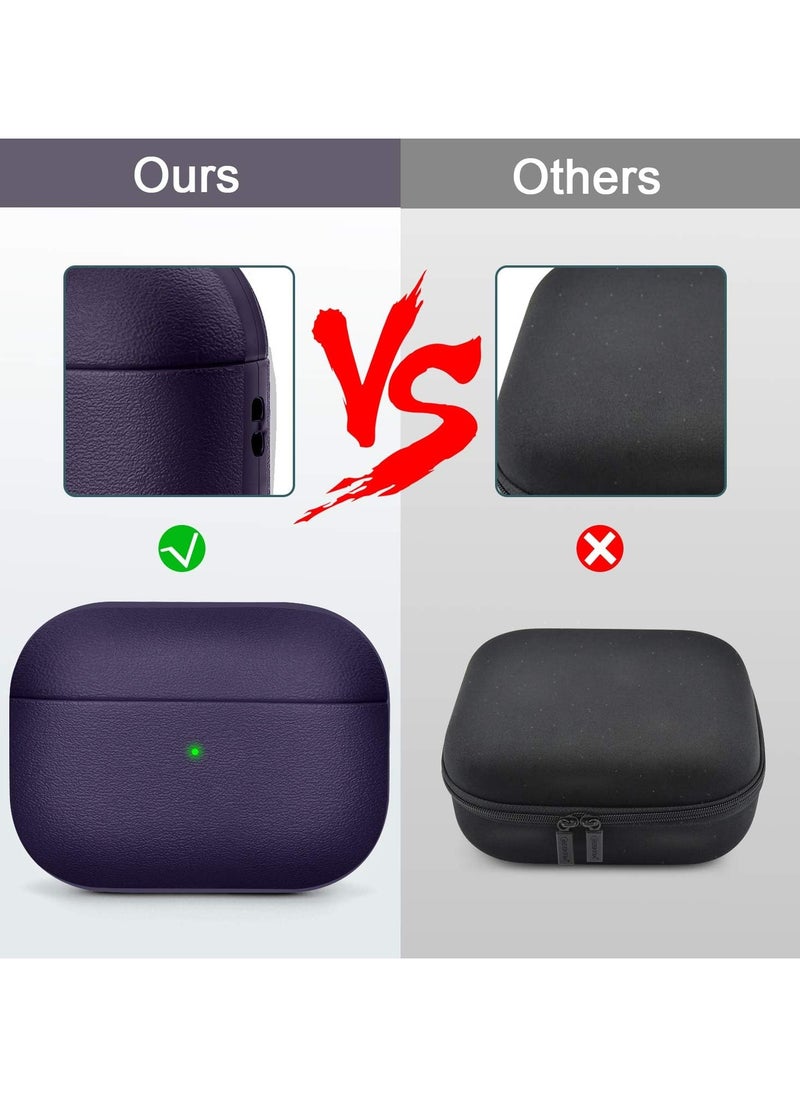 Rock Pow AirPods Pro 2  with Leather Silicone Case Front LED Light  Visible Compatible with AirPods Pro 2nd Generation  - Image 2