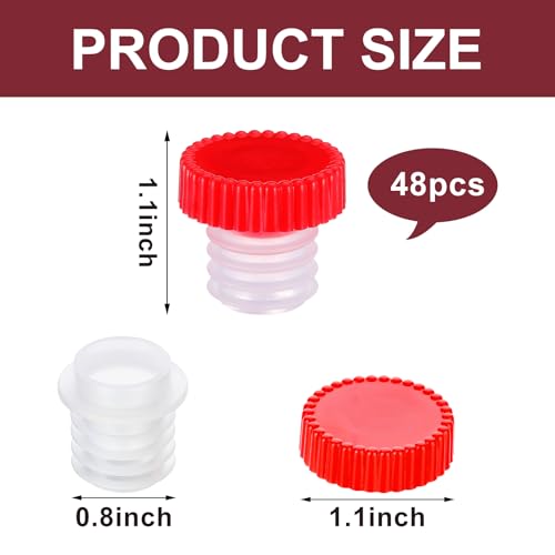 e essco for you Slow Wine Pourer Spout for Corked Bottles Valentines Day Pour and Seal Plastic Wine Pourers with Lid for Storing Precise Pouring Valentines Day Restaurant SuppliesRed48 Pcs - Image 3