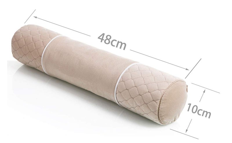 Alibo Beige Bolster Adjustable Firm Neck Round Roll Support Pillow 18.9" x3.9" with Washable Pillowcase Pain Relief Cervical Roll Pillow for Back Sleeper,Linear Traction Cylinder Pillow - Image 5