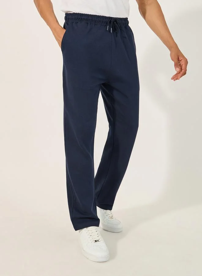 ستايلي Styli Solid Straight Fit Joggers with Side Pocket