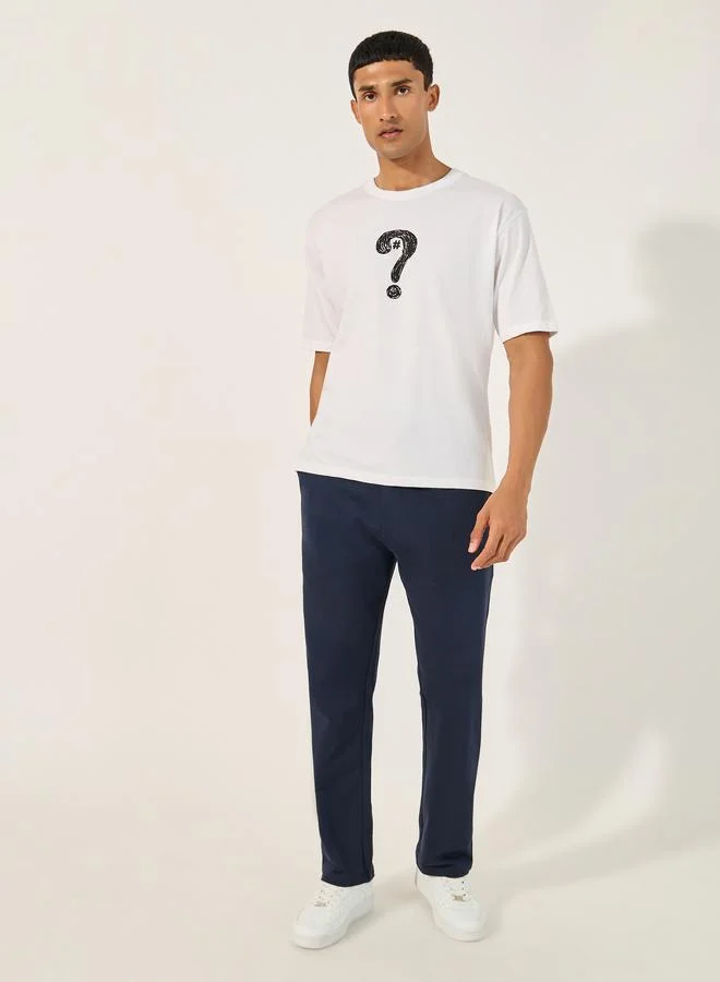 ستايلي Styli Solid Straight Fit Joggers with Side Pocket