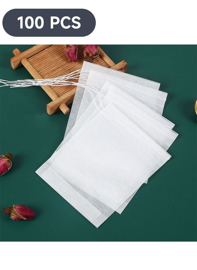 Ant 100-Piece Disposable Tea Filter Bags Corn Fiber Drawstring Seal Filter Tea Bags,for Loose Leaf Tea, Empty Tea Bags Filter Flower Tea &Coffee Bag (7cm*9cm)  - Image 1