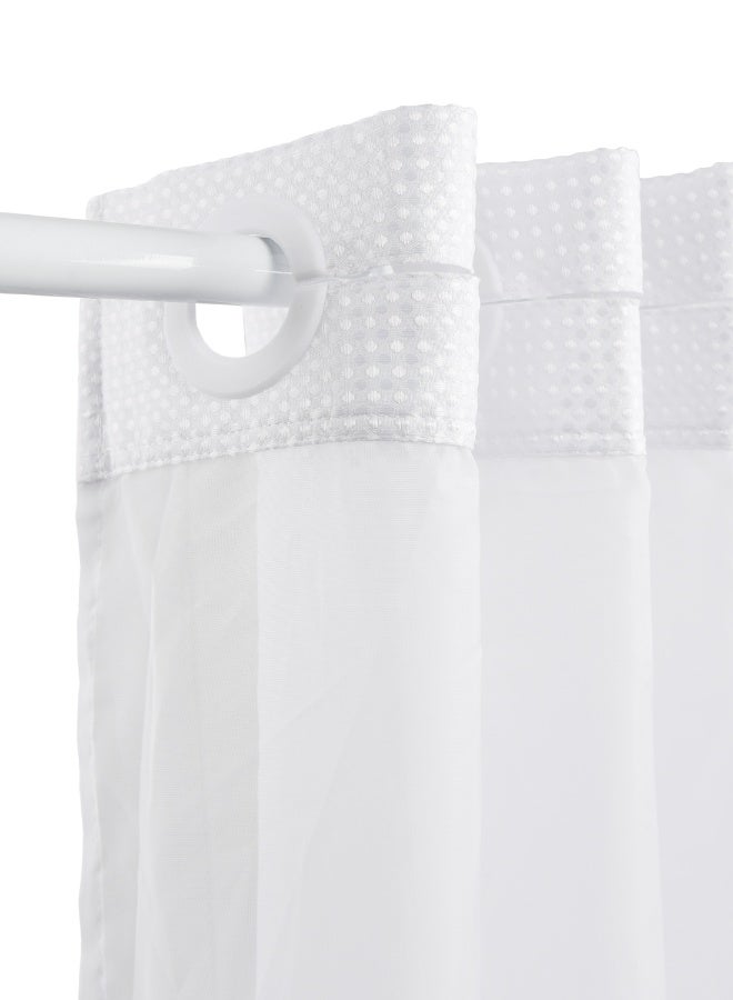 Noon East No Hook Shower Curtain with Snap in Liner Replacement - Waterproof Fabric - Waffle Pattern, 180x188cm Size - White - Image 3