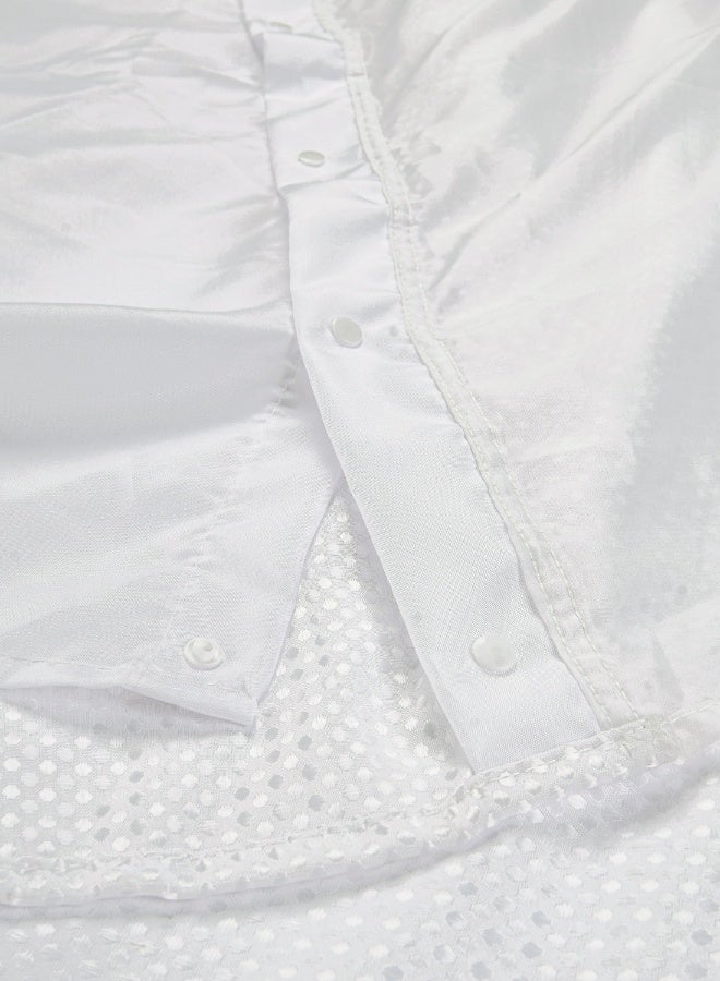 Noon East No Hook Shower Curtain with Snap in Liner Replacement - Waterproof Fabric - Waffle Pattern, 180x188cm Size - White - Image 5