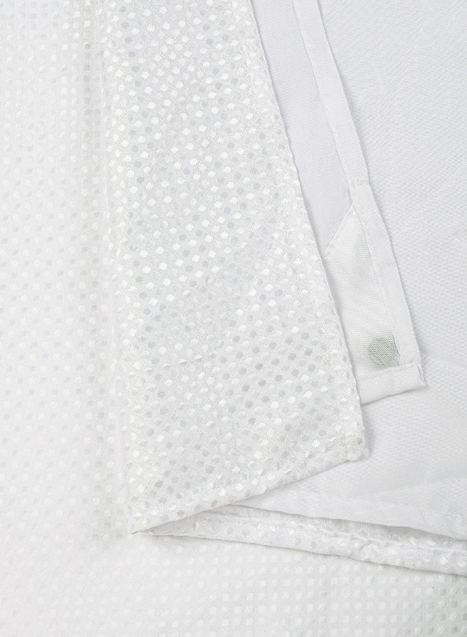 Noon East No Hook Shower Curtain with Snap in Liner Replacement - Waterproof Fabric - Waffle Pattern, 180x188cm Size - White - Image 4