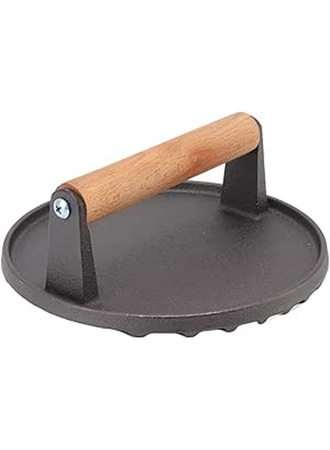 Cast Iron Grill Press For Burgers With Wooden Handle 2.2 Lbs Heavy Weight - Image 1