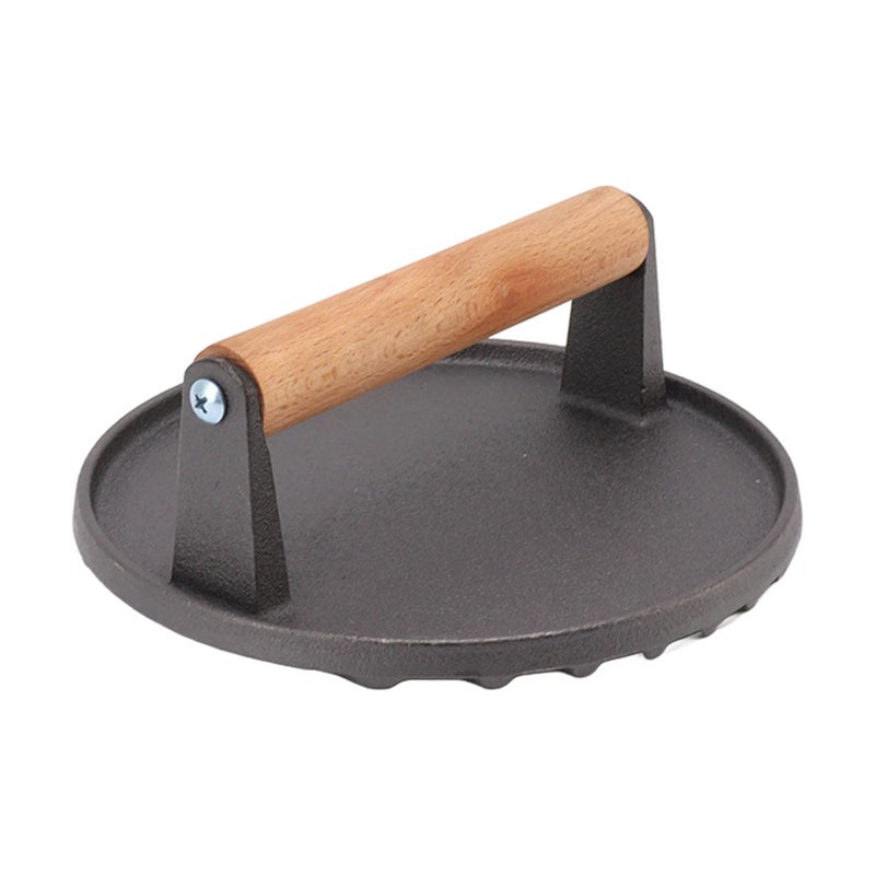 Cast Iron Grill Press For Burgers With Wooden Handle 2.2 Lbs Heavy Weight - Image 2