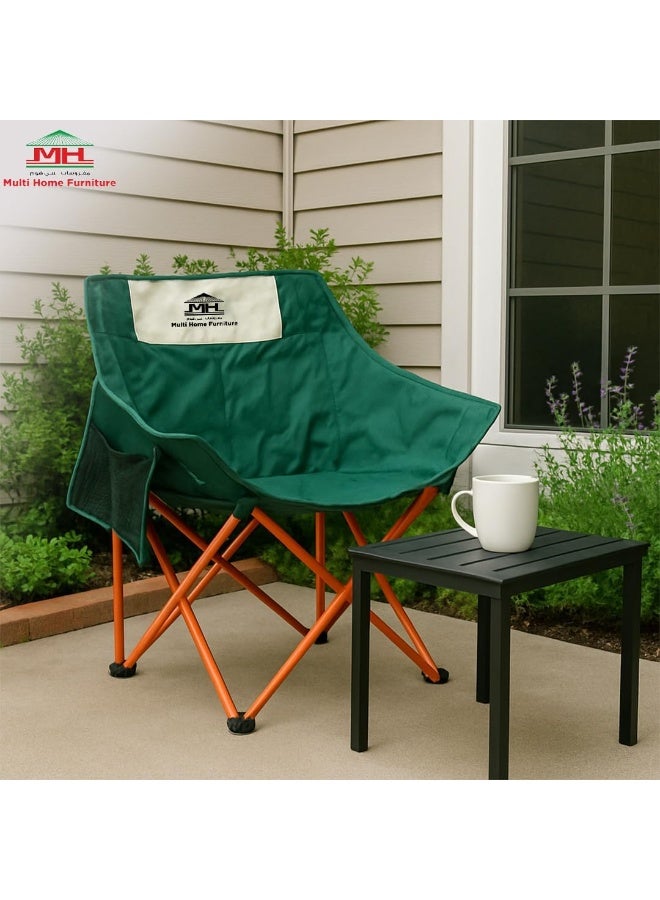 Multi Home Furniture Green Camping Chair – Foldable Chair with Side Pocket | Lightweight Folding Chair for Adults & Kids, Portable Chair & Beach Chair for Picnic, Balcony Chair & Camping Essentials - Image 2