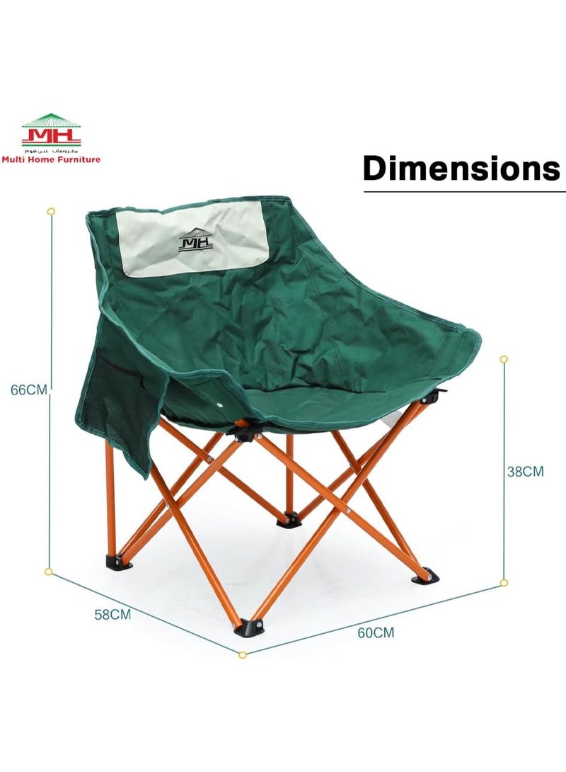 Multi Home Furniture Green Camping Chair – Foldable Chair with Side Pocket | Lightweight Folding Chair for Adults & Kids, Portable Chair & Beach Chair for Picnic, Balcony Chair & Camping Essentials - Image 3