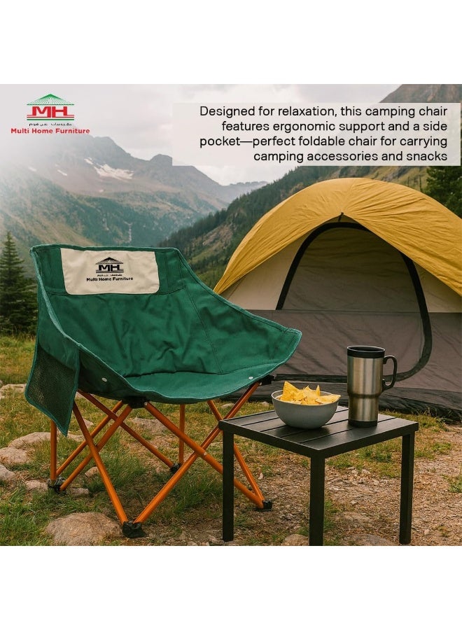 Multi Home Furniture Green Camping Chair – Foldable Chair with Side Pocket | Lightweight Folding Chair for Adults & Kids, Portable Chair & Beach Chair for Picnic, Balcony Chair & Camping Essentials - Image 5
