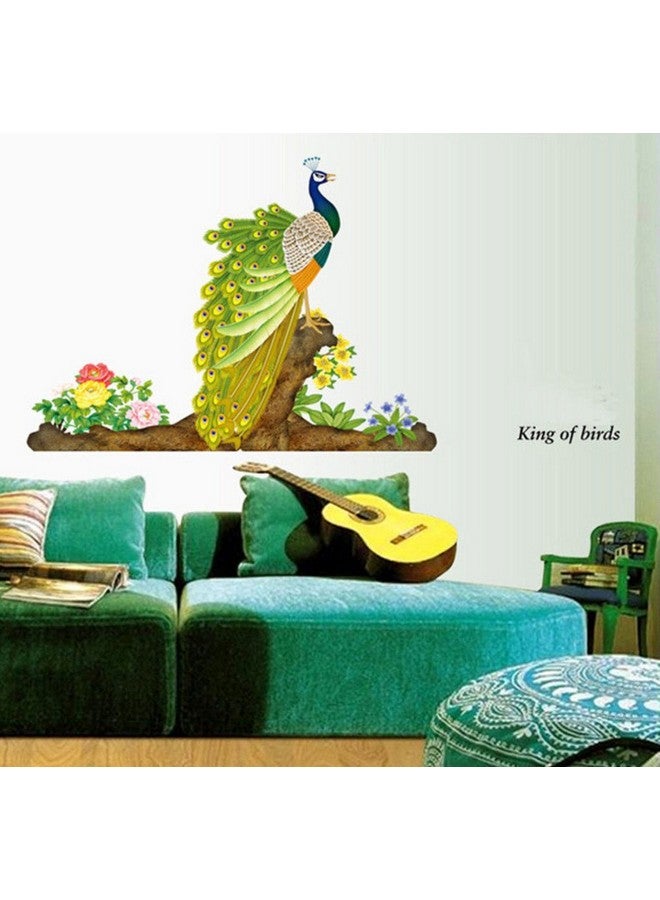 Decals Design 'Peacock Bird' Wall Sticker (PVC Vinyl, 60 cm x 90 cm, Multicolour) - Image 1