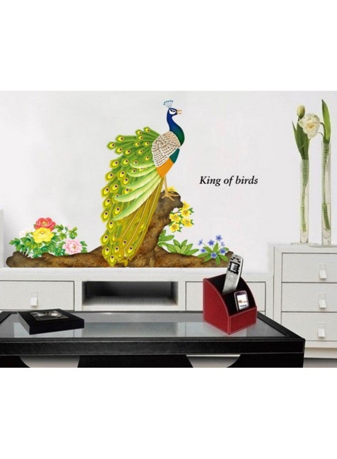 Decals Design 'Peacock Bird' Wall Sticker (PVC Vinyl, 60 cm x 90 cm, Multicolour) - Image 4