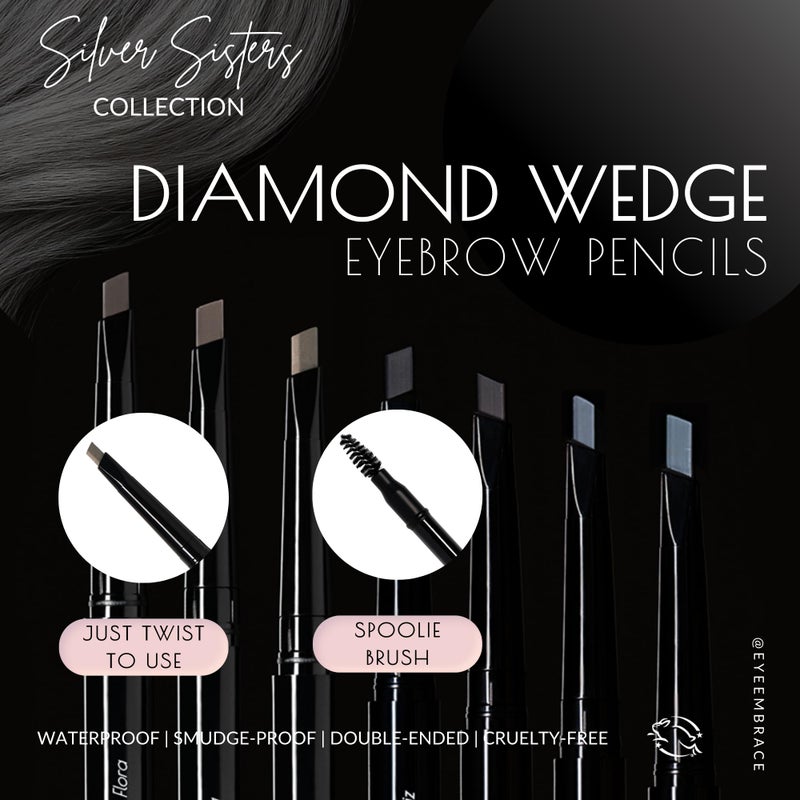 Eye Embrace Light Gray Eyebrow Pencils: Warm Betty & Cool Helen 2 Pack Bundle - Waterproof, Double-Ended Automatic Angled Tip & Spoolie Brush, Cruelty-Free - Image 2