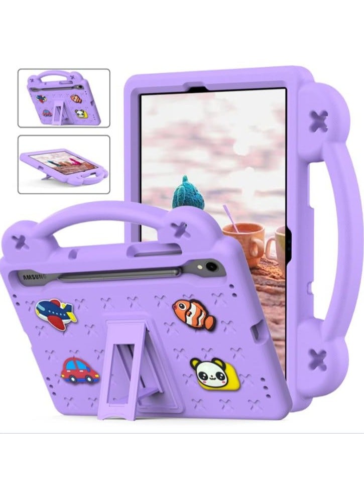 VKL Kids Case Compatible with Samsung Galaxy Tab S9 FE 11 inch 2023 SM-X510/SM-X516, Heavy Duty EVA Foam Shockproof Cover Kids Proof Case with Stand (BBX-Purple)