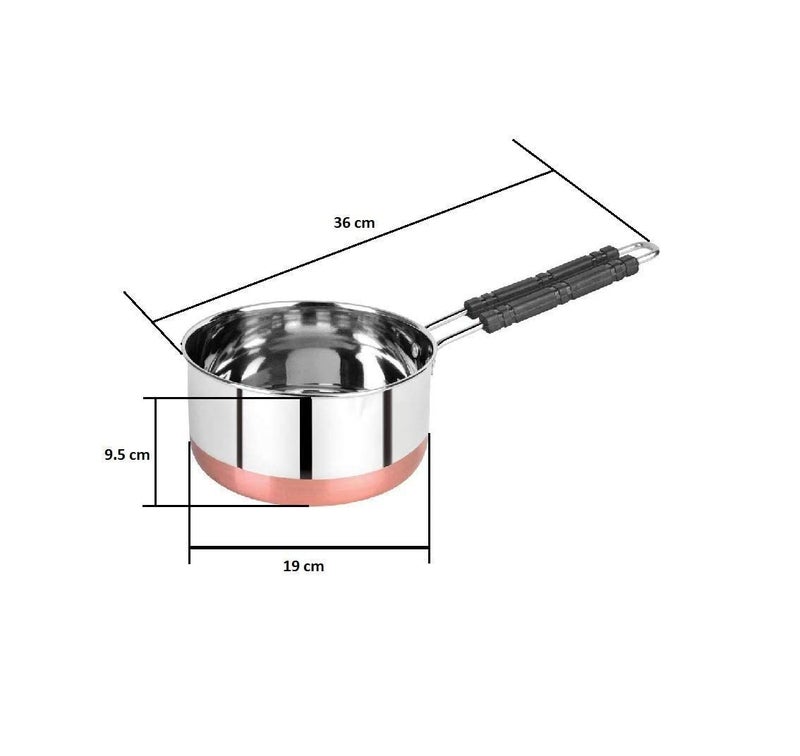 VOMI Steel Copper Bottom Tea Pan/Induction Sauce pan/Tea pan/Milk pan/Multi Purpose pan etc. Sauce Pan (Steel, Induction Bottom) (1.5 litres) - Image 2