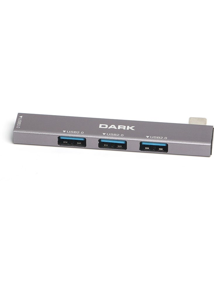 Dark - 4 Port USB Multiplexer Hub, Type-C To 1x Usb3.0 & 3x Usb2.0 TYPE-A(DK-AC-USB34C) - Image 1