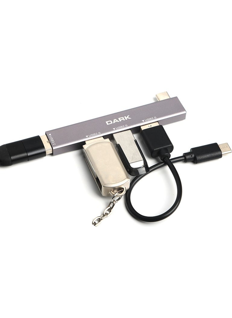 Dark - 4 Port USB Multiplexer Hub, Type-C To 1x Usb3.0 & 3x Usb2.0 TYPE-A(DK-AC-USB34C) - Image 1