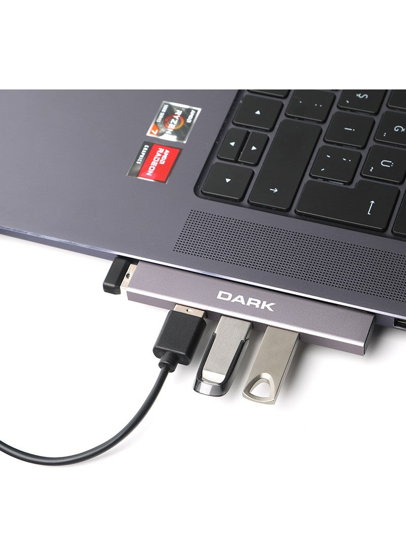 Dark - 4 Port USB Multiplexer Hub, Type-C To 1x Usb3.0 & 3x Usb2.0 TYPE-A(DK-AC-USB34C) - Image 1