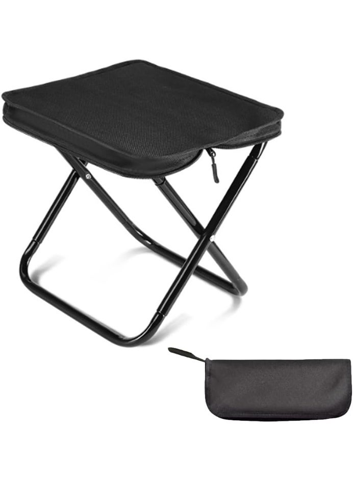 كيمايا كرسي تخييم صغير، كرسي قابل للطي محمول مع حقيبة حمل، كرسي قابل للطي محمول من الفولاذ الكربوني، كرسي شاطئ محمول للصيد والمشي لمسافات طويلة والبستنة (أسود فاحم) - Image 1