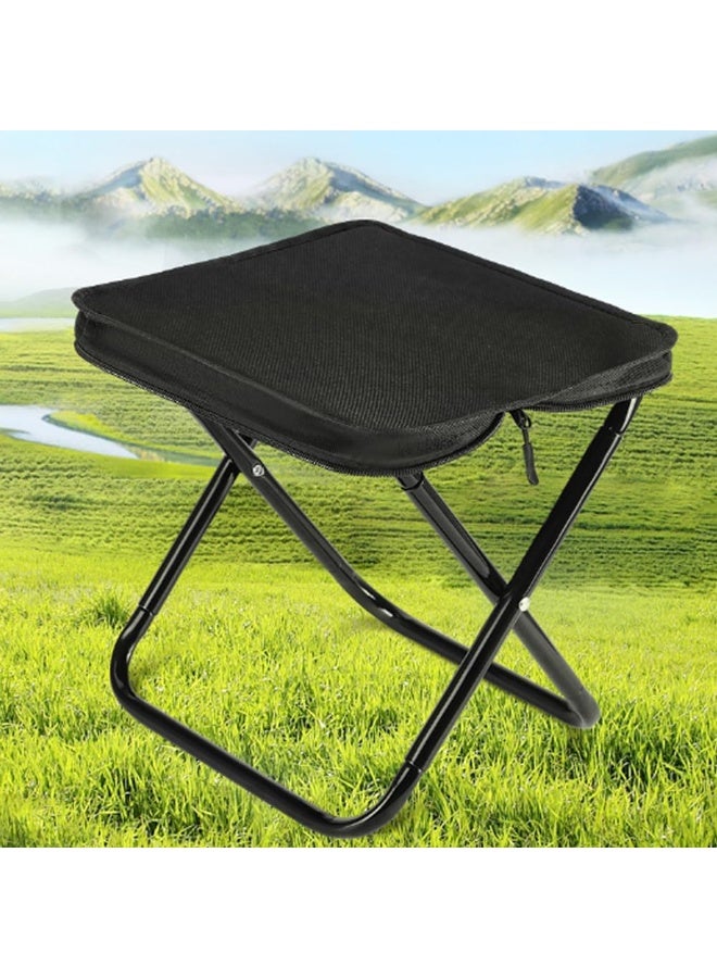 كيمايا كرسي تخييم صغير، كرسي قابل للطي محمول مع حقيبة حمل، كرسي قابل للطي محمول من الفولاذ الكربوني، كرسي شاطئ محمول للصيد والمشي لمسافات طويلة والبستنة (أسود فاحم) - Image 2