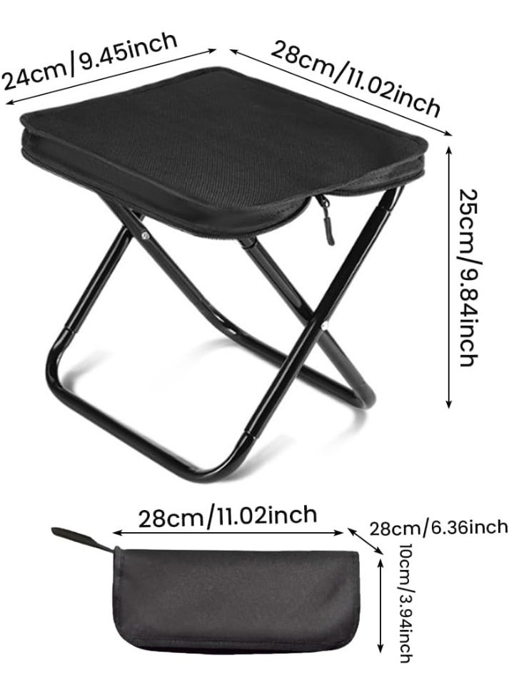 كيمايا كرسي تخييم صغير، كرسي قابل للطي محمول مع حقيبة حمل، كرسي قابل للطي محمول من الفولاذ الكربوني، كرسي شاطئ محمول للصيد والمشي لمسافات طويلة والبستنة (أسود فاحم) - Image 4