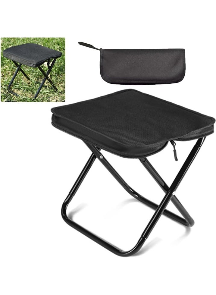 كيمايا كرسي تخييم صغير، كرسي قابل للطي محمول مع حقيبة حمل، كرسي قابل للطي محمول من الفولاذ الكربوني، كرسي شاطئ محمول للصيد والمشي لمسافات طويلة والبستنة (أسود فاحم) - Image 5