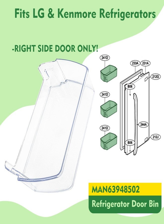 رف باب MAN63948502 متوافق مع LG LFXS28968D، LFCC22426S، LRMXS2806S، إلخ. رقم القطعة: PS12715906، 4956969، AP6873760، EAP12715906 - Image 4