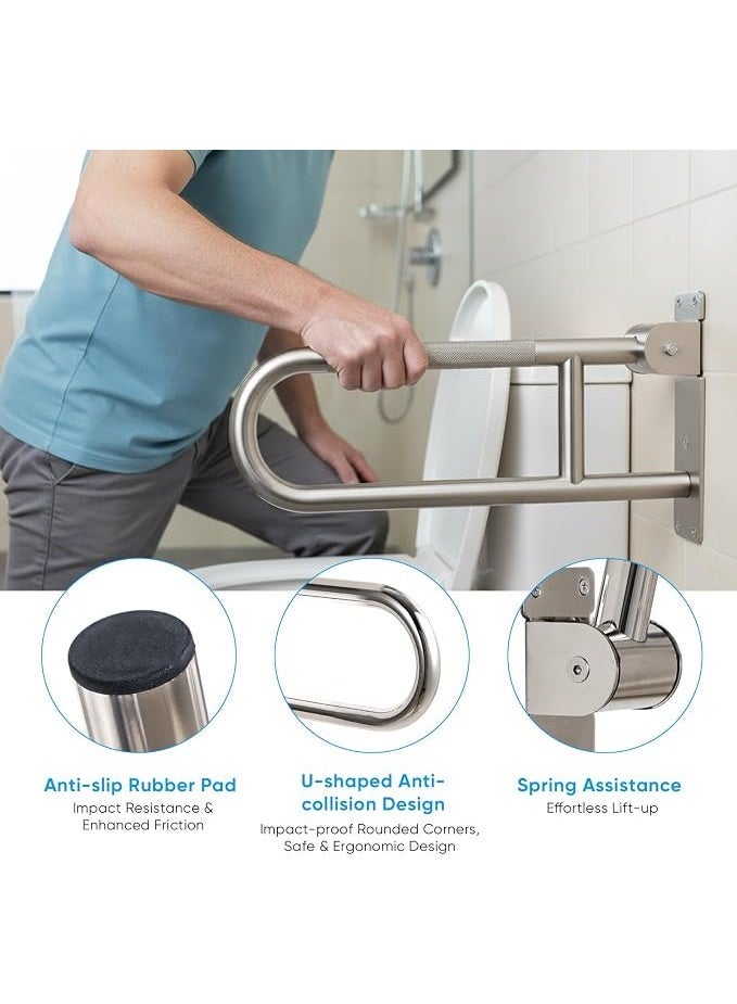 Folding Pull Handle Bathroom Toilet Matt Stainless Steel Non-Slip Wall Support 90 Folding Safety Shower Toilet - Image 4