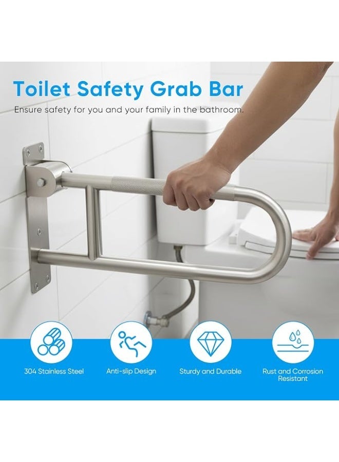 Folding Pull Handle Bathroom Toilet Matt Stainless Steel Non-Slip Wall Support 90 Folding Safety Shower Toilet - Image 5