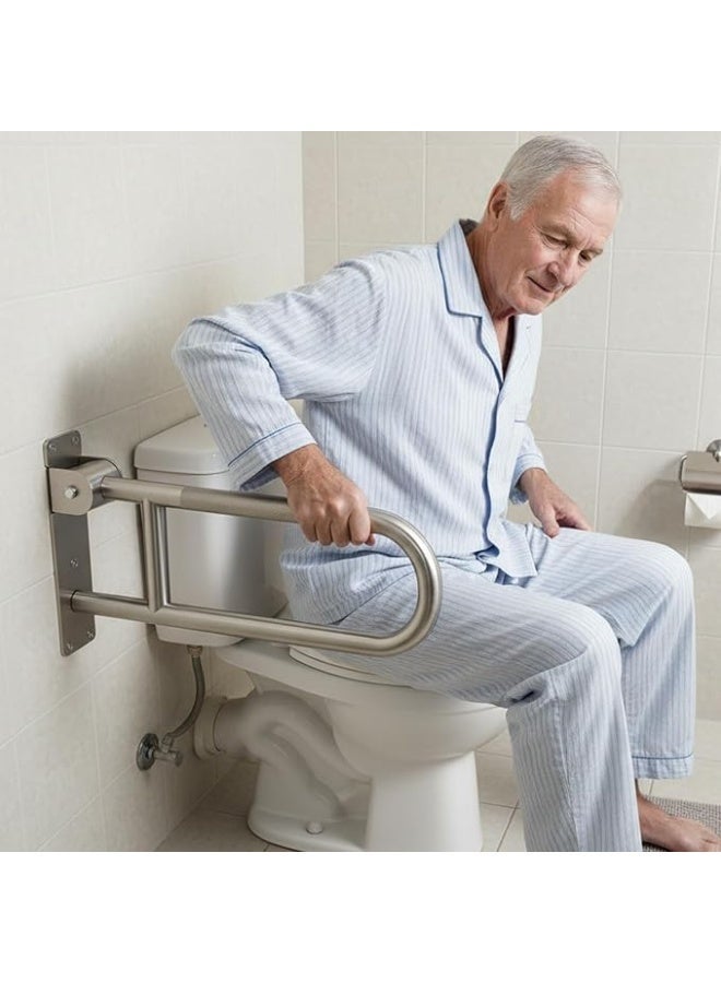 Folding Pull Handle Bathroom Toilet Matt Stainless Steel Non-Slip Wall Support 90 Folding Safety Shower Toilet - Image 2