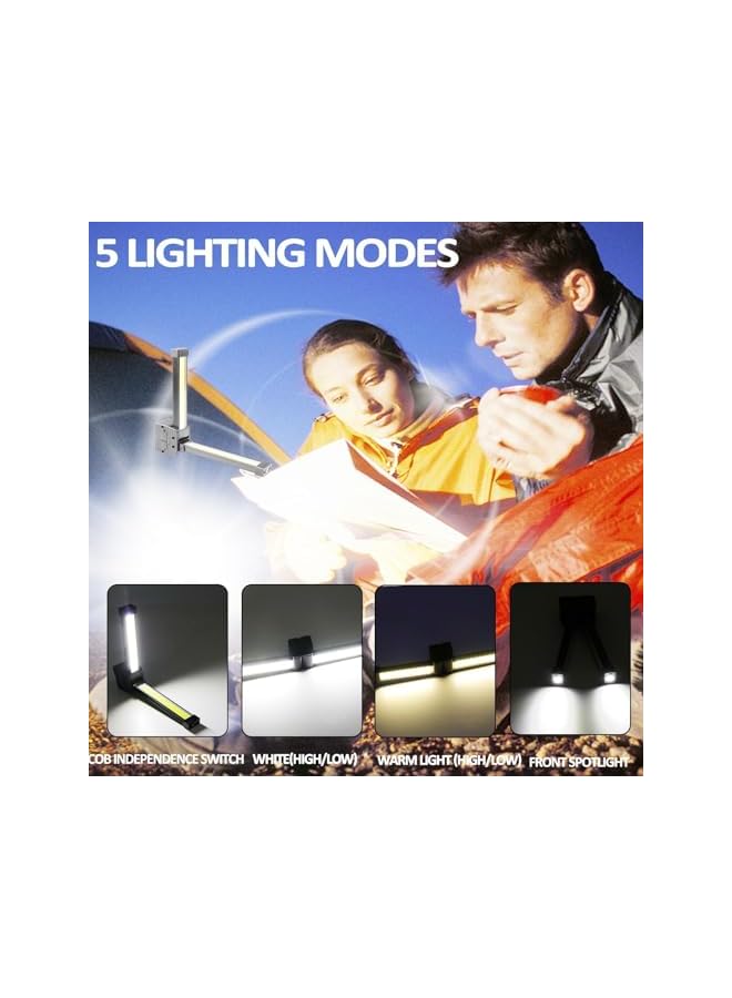 promass LED Magnetic Work Flashlight, Multi-Mode Work Light 5 Modes LED Work Light Versatile Rechargeable LED Light Foldable LED Light ith Hanging Hook for Camping/Car Repair/Garage/Workshop/Emergency - Image 4