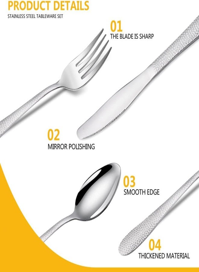 KitchEase 5-Piece Hammered Dinner Knives | Premium Stainless Steel Flatware Set of Steak Knives | Elegant Dishwasher-Safe Cutlery for Home, Restaurants, and Gifting (Sterling Silver) - Image 5