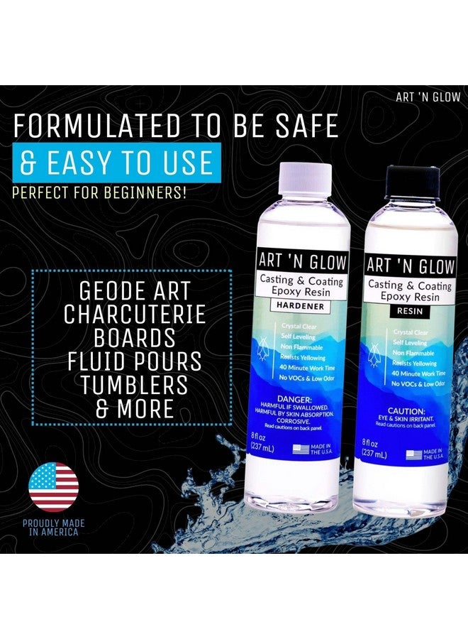 Art 'N Glow Art ‘N Glow Epoxy Resin For Clear Casting And Coating 32 Ounce Kit Perfect For Molds Crafts Tumblers Jewelry Wood Food Safe Bubble Free And Made In The Usa - Image 4