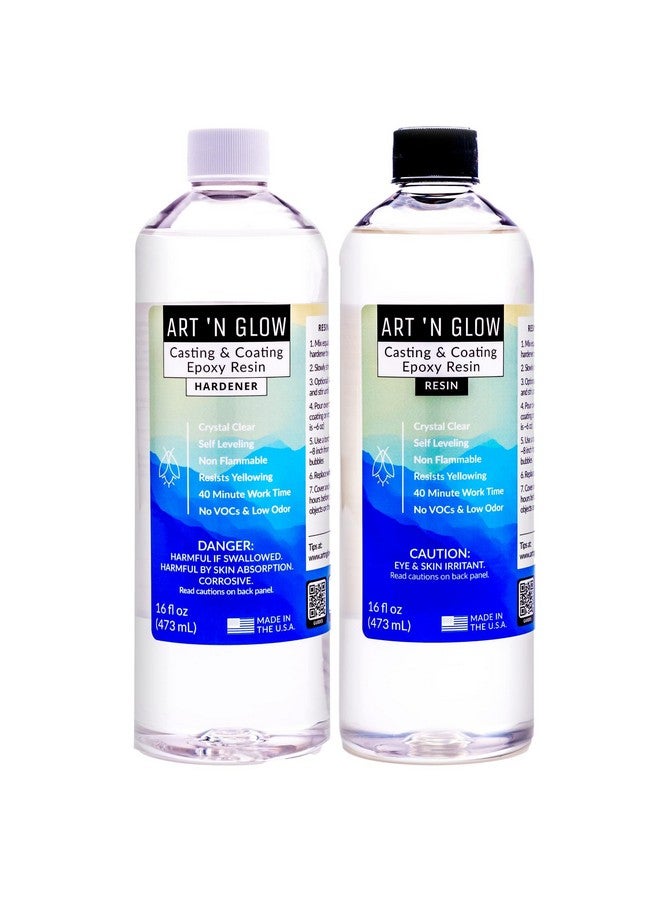 Art 'N Glow Art ‘N Glow Epoxy Resin For Clear Casting And Coating 32 Ounce Kit Perfect For Molds Crafts Tumblers Jewelry Wood Food Safe Bubble Free And Made In The Usa - Image 1