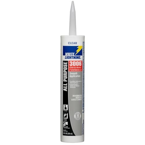 White Lightning 425-WL30067 3006 Siliconized Acrylic Latex All Purpose Caulk, 10 oz Cartridge, Clear - Image 1