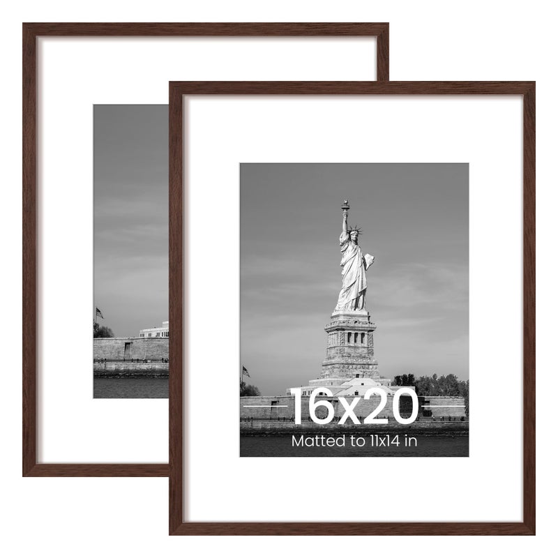 إطار عرض الصور ENJOYBASICS 16x20 بوستر 11x14 مع مات أو 16x20 بدون مات حائط معرض إطارات الصور بني 2 عبوة
