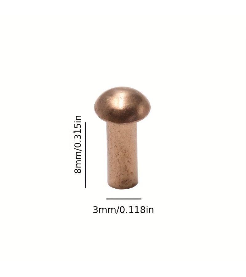 50pcs Copper Round Head Solid Rivets Shank Fasteners - Image 2