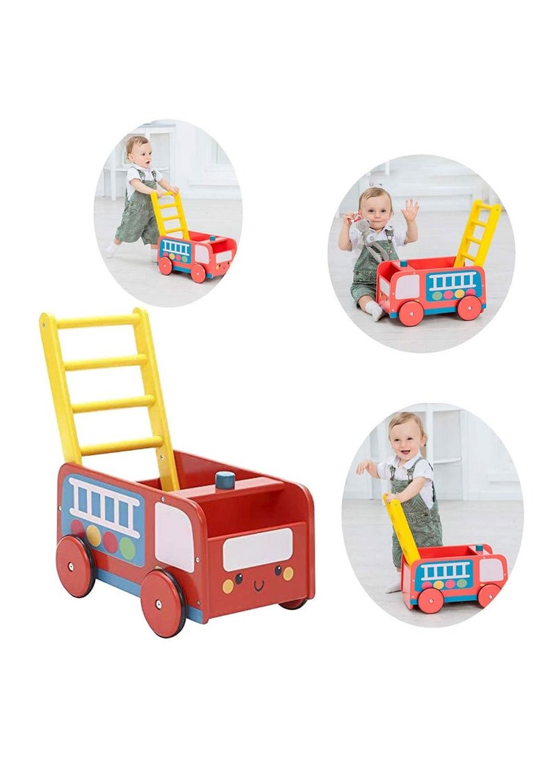 Cool Baby COOLBABY Wooden Walker 4 Wheels Kids Storage Trolley Toy Walker - Image 5